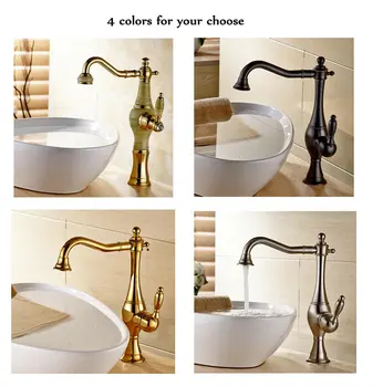 

European natural jade and gold basin faucet hot and cold vegetables basin rotating taps all copper antique 2352