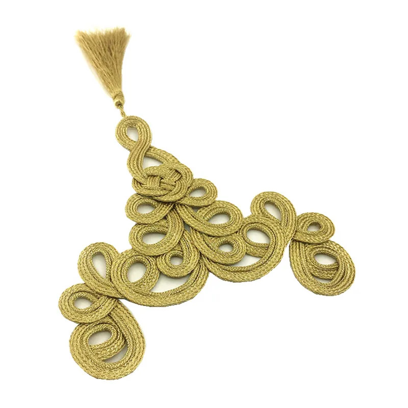 

2pc Chinese Style Gold Weave Belt Hanging Accessories Sew On Tassel DIY Accessories For Clothing Parches AC1316