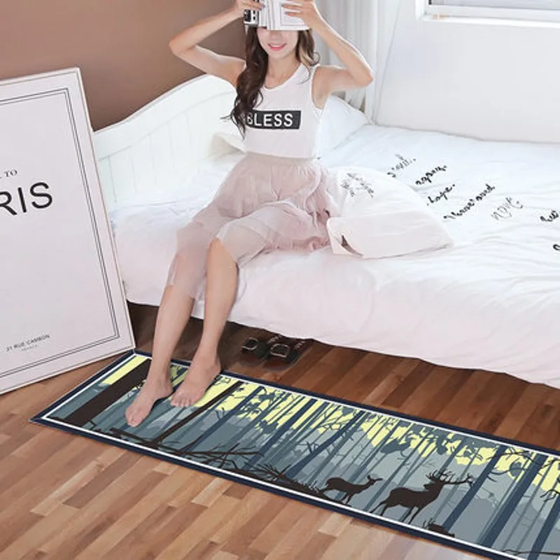 

PAYSOTA Bedroom Carpet Cartoon Forest Deer Window Mat Waterproof Non-slip Bedroom Bedside Rug