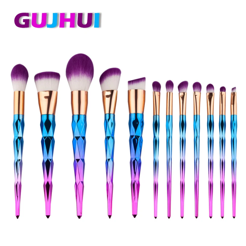 

Best Deal GUJHUI  12PCS  Make Up Foundation Powder Eyebrow Eyeliner Blush Cosmetic Concealer Brushes