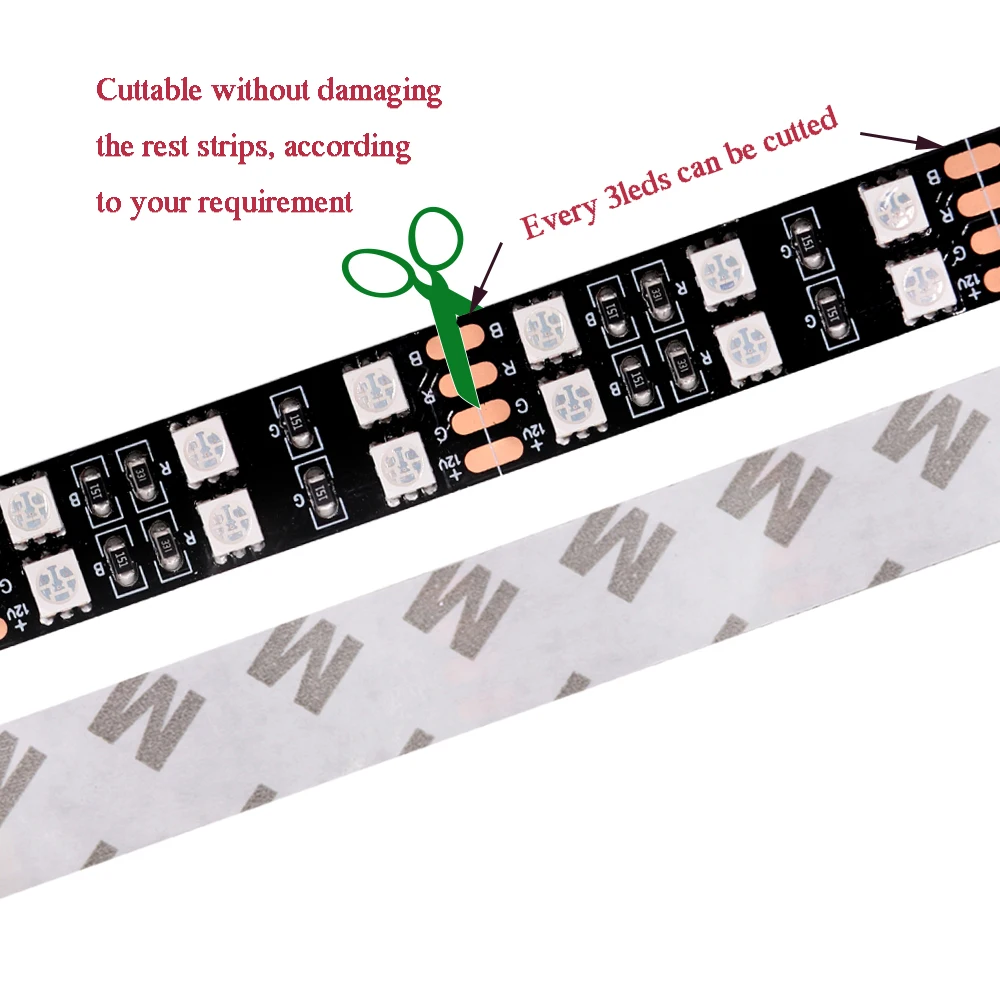 120 светодиодный s/m двухрядная RGB СВЕТОДИОДНАЯ лента SMD 5050 теплый белый 12 В 5 м водонепроницаемый IP67 гибкий светильник теплый белый черный/белый PCB