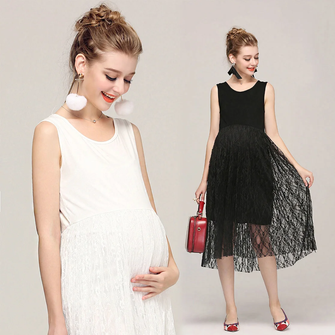 High quality Maternity clothing spring summe strong elasticity lace one