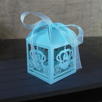 

50Pcs creative crown gift box KAWAYE candy box baby shower decoration knot wedding Christmas box party supplies 6ZT15