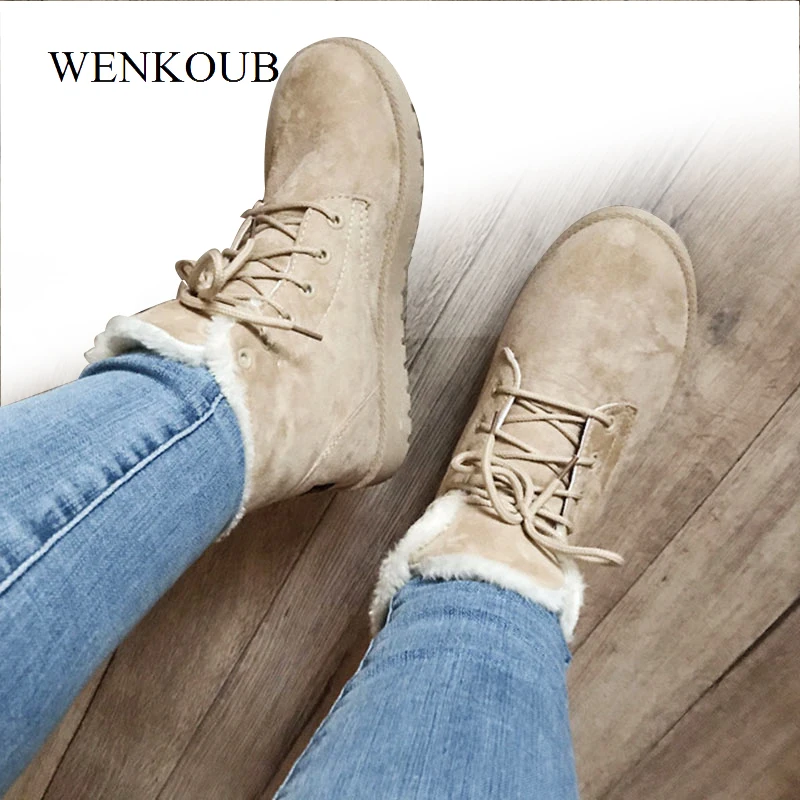 

Female Snow Botines Winter Boots Women Ankle Boots Ladies Shoes Suede Fur Plush Insole Bota Feminina Black Beige Chaussure Femme