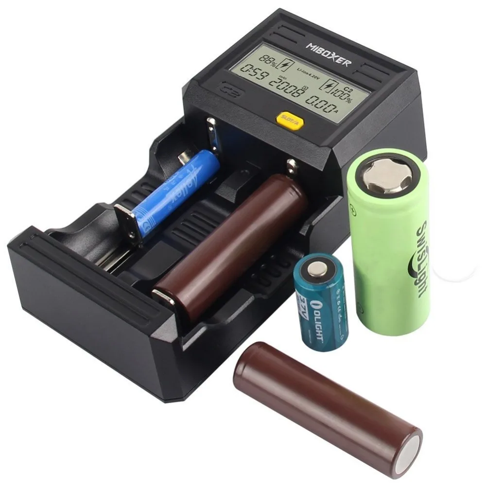 

Miboxer C2 6000 2Slots 3A/slot LCD Screen Smart Battery Charger w for Li-ion/INR/ICR/Ni-MH/Ni-Cd rechargeable batteries