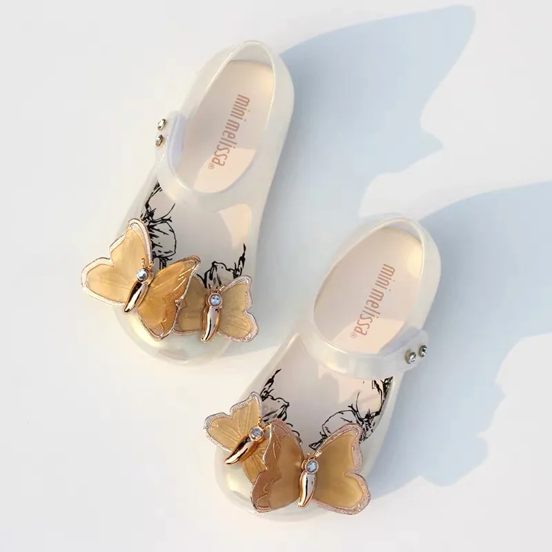 Mini Melissa Ultragirl Butterfly/ г. Новые пластиковые сандалии для девочек с бантом, детские сандалии Melissa/детские Нескользящие туфли