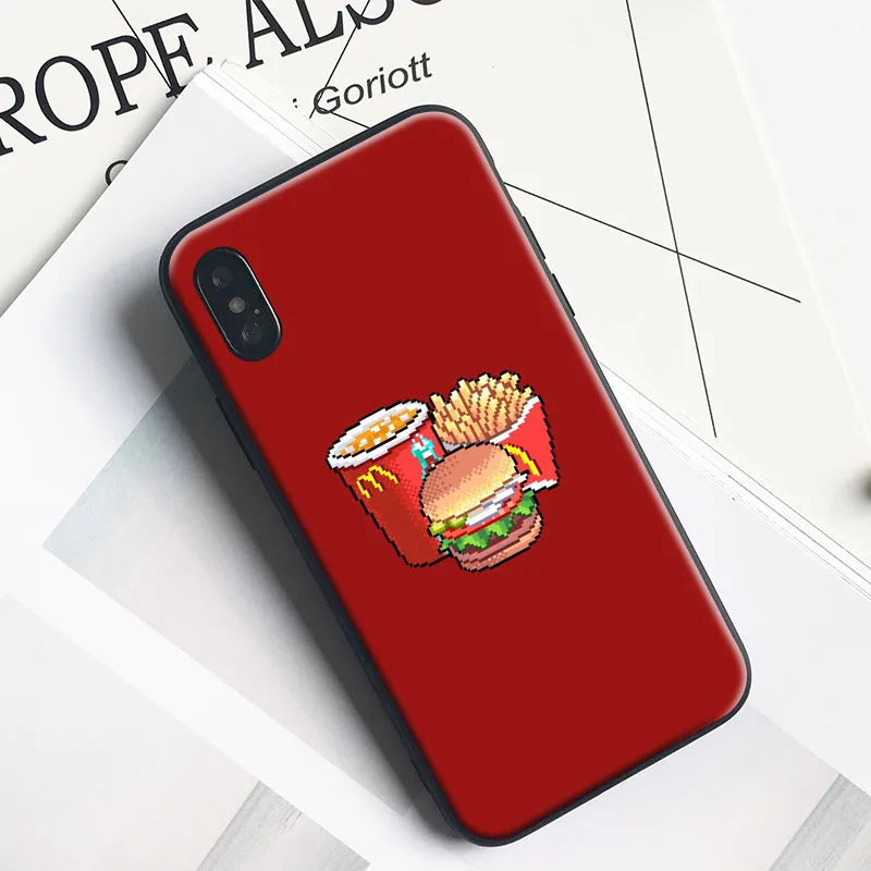 Pixel Style Burger Set Aesthetic Tpu Soft Silicone Phone Case Cover