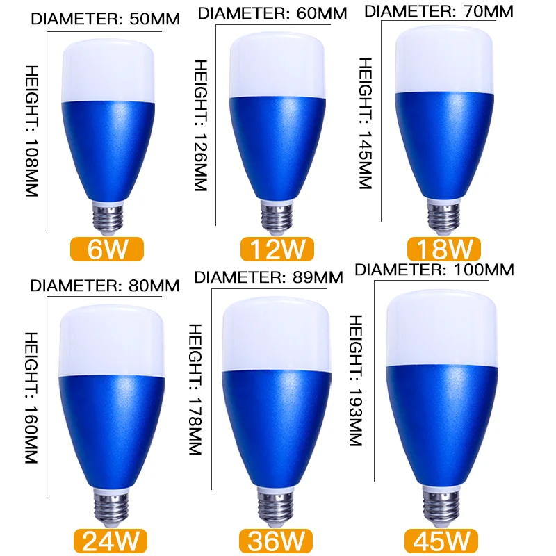 Светодиодный светильник E27, светодиодный, лампочка переменного тока 220 В, 6 Вт, 12 Вт, 18 Вт, 24 Вт, 36 Вт, 45 Вт, светодиодный s люстра, Bombillas, белый светодиодный светильник для украшения дома, ампулы