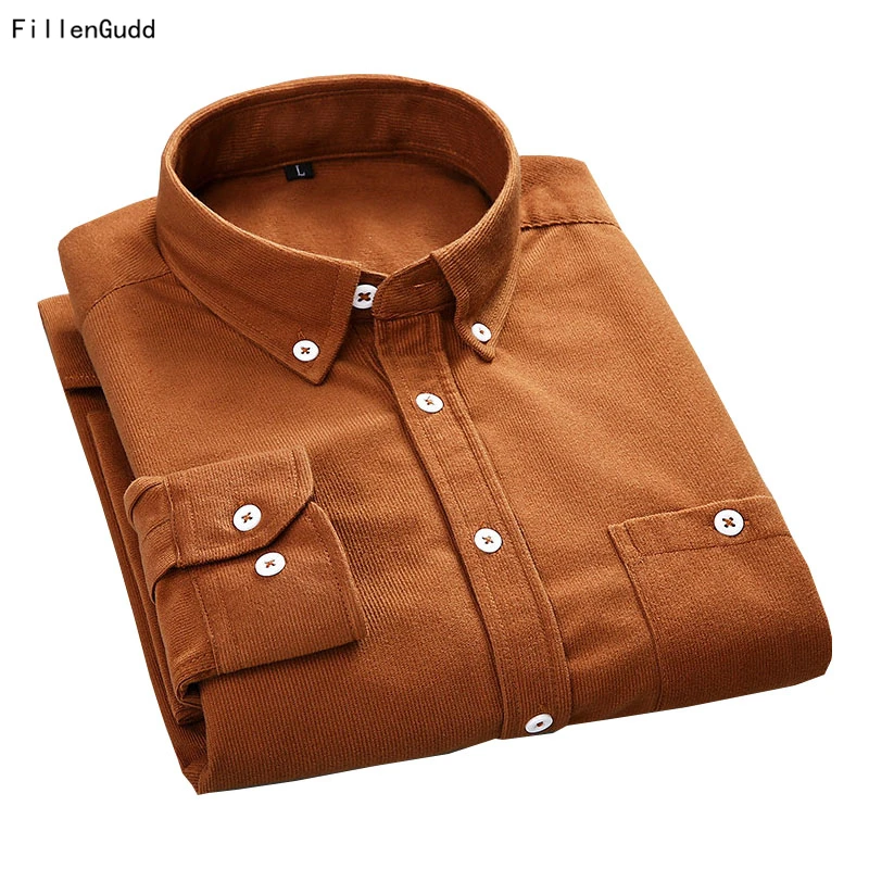 

FillenGudd Brand Men Corduroy Shirts Long Sleeve Quality Button Down Stylish Slim fit Mens Casual Shirts China Imported Clothes