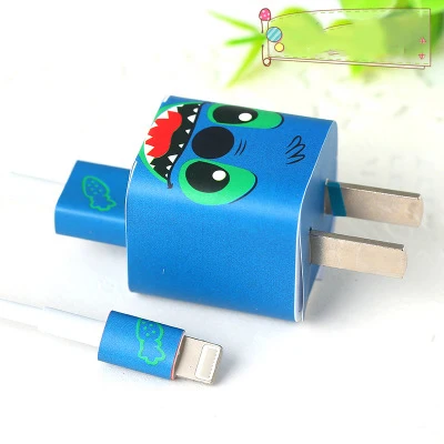 SIANCS мультфильм милый USB Мобильный кабель для передачи данных Стикеры для намотки USB зарядное устройство протектор сердцевины кабеля для iPhone7/8/X милые наклейки для зарядного устройства - Цвет: B