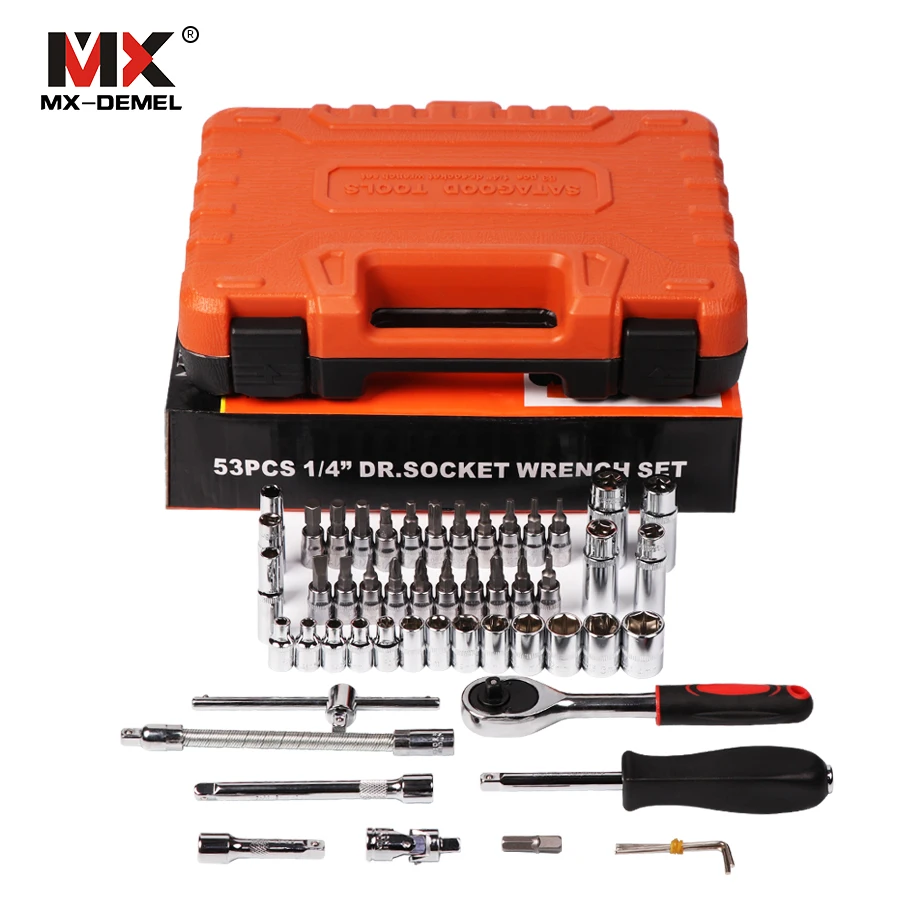 

MX-DEMEL 53 pcs Combination Tool Wrench Set Car Repair Tool Sets Batch Head Ratchet Pawl Socket Spanner Screwdriver Socket Set