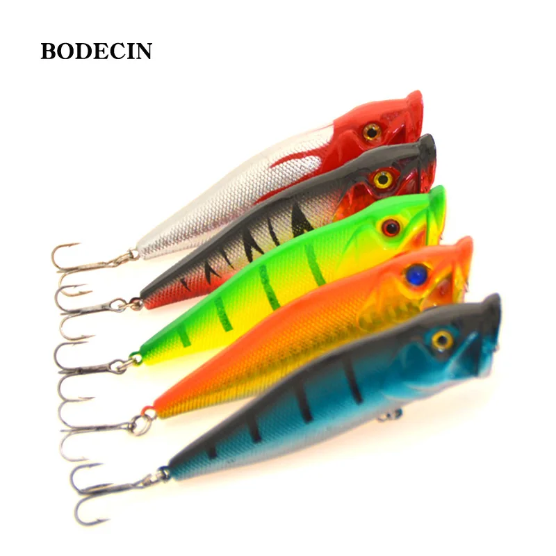 Fishing Lures Poper Hard Artificial Laser Bait 5pcs Topwater Floating Poper Lure Hooks Crank Wobblers Tackle Tool 3D Eyes Fish (10)