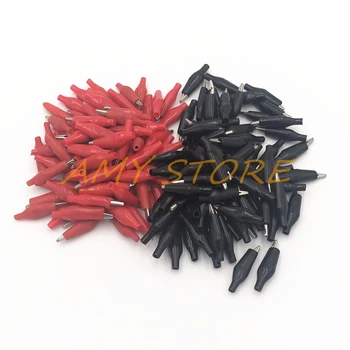 

100Pcs 35mm 5A Alligator Leads Crocodile Test Clip Rubber Boot Insulated Double Ended for Electrical Jumper Wire Cable