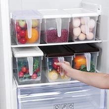 1 шт. прямоугольные большие контейнеры для хранения продуктов с ручкой, покрытые пластиковой коробкой для хранения-отлично подходит для муки, сахара, фруктов, печенья