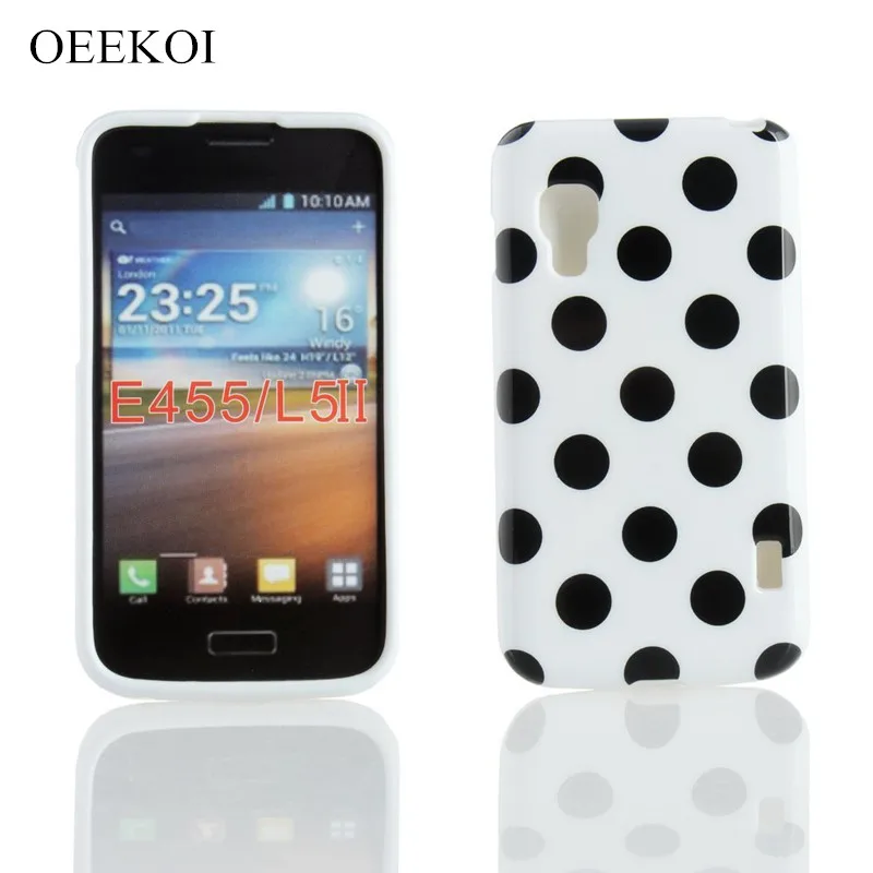 Чехол-накладка OEEKOI из ТПУ в горошек для LG Optimus L5 II Dual E455 мягкий чехол телефона |