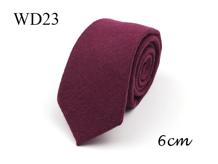 Новое поступление высокого качества классический сплошной цвет хлопчатобумажный галстук для мужчин тонкий галстук 6 см Ширина