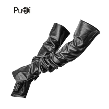

PUDI GL805 Women's Genuine Leather long sleeve black half-finger gloves sheep leather 2018 Winter new Fashion glove