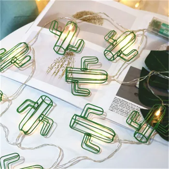 

1.5 m 1pc ins wrought iron cactus led string waterproof party Christmas string lights indoor warm white decorative lights