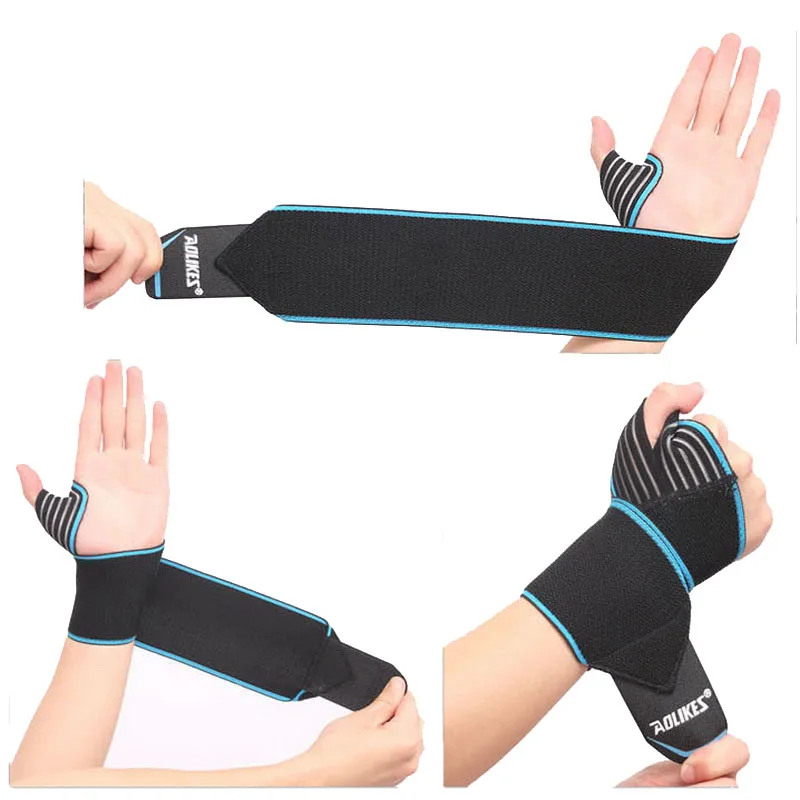 AOLIKES 2 Pcs/lot Dumbbell Elastic Wrist Bands Men Women Wrist Support Strap Wristwraps Sport For Cycling Tennis Gym Accessories