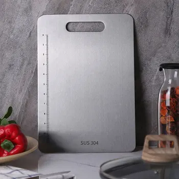 

304 Stainless Steel Chopping Board with Scale Anti-rust Antibacterial Durable Cutting Boards TB Sale
