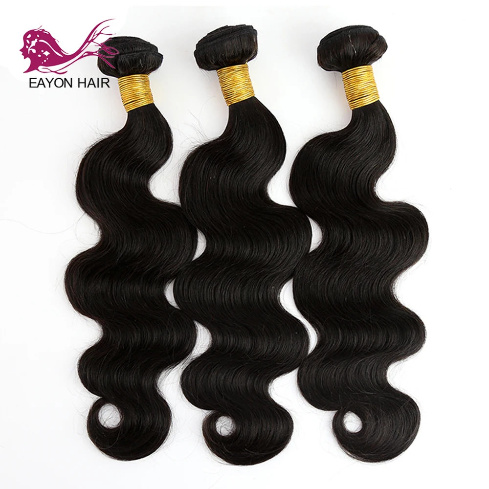 EAYON волос бразильский пучки волос плетение объемная волна Remy Пряди человеческих волос для наращивания 3 Связки предложения Природный Цвет 95 г
