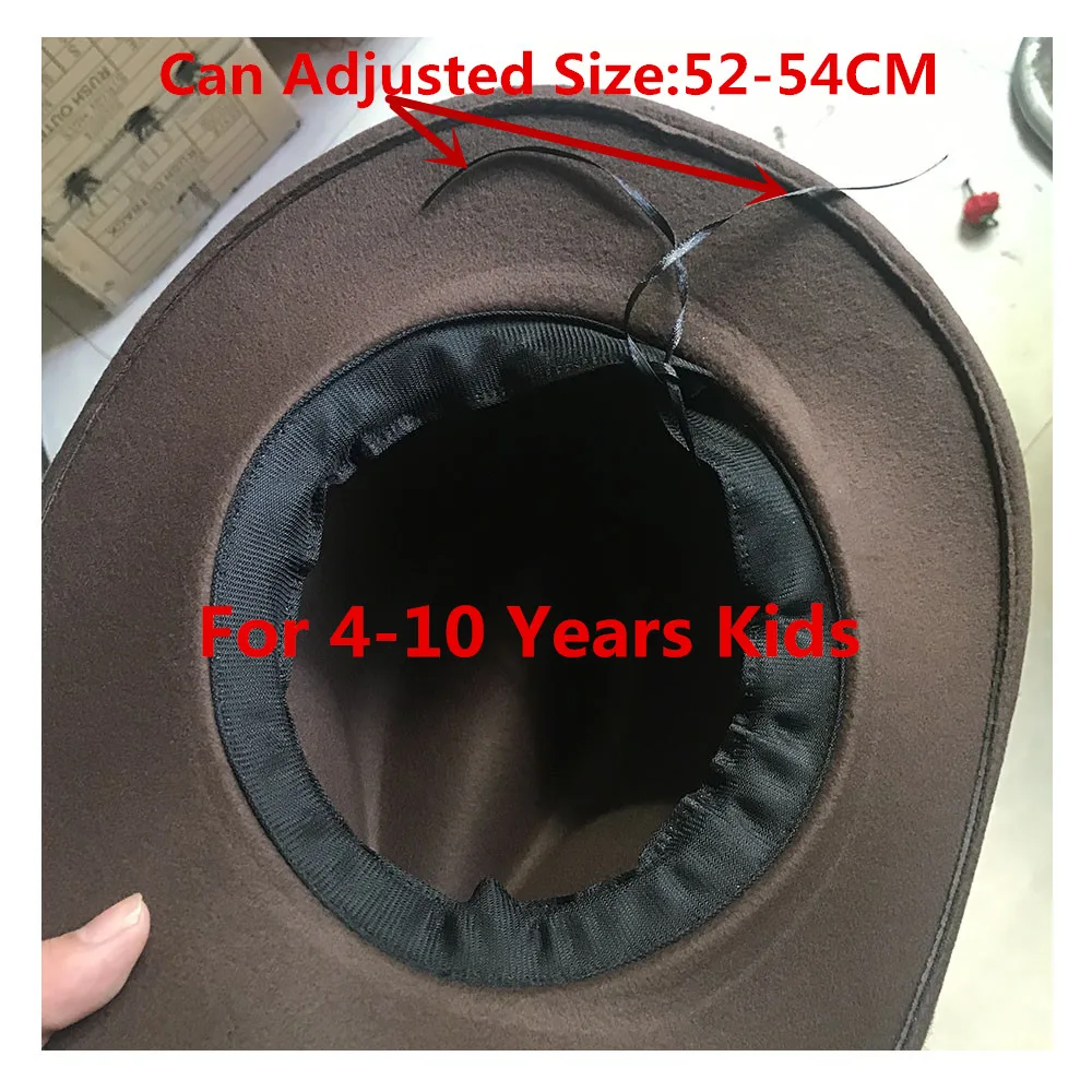 Western Cowboy Hat For Child Roll-up Brim Boy Girl Fascinator Outblack Sombrero Hombre Jazz Cap Size 52-54