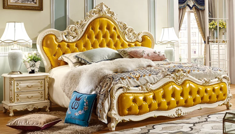 Classical hand carved bed room furniture American solid wood royal furniture wood double bed designs with box - 968 Classical hand carved bed room furniture American solid wood royal furniture wood double bed designs with box - 968