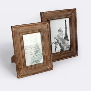 

Special offer Home Furnishing living room decoration 7 inch photo table retro 6 inch wooden photo frame combination