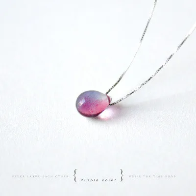Женское Ожерелье из стерлингового серебра S925 пробы с натуральным розовым кристаллом, импортное глазурное ювелирное изделие, цепочка на ключицу, подвеска в виде капли воды, ожерелье s - Цвет камня: Fuchsia