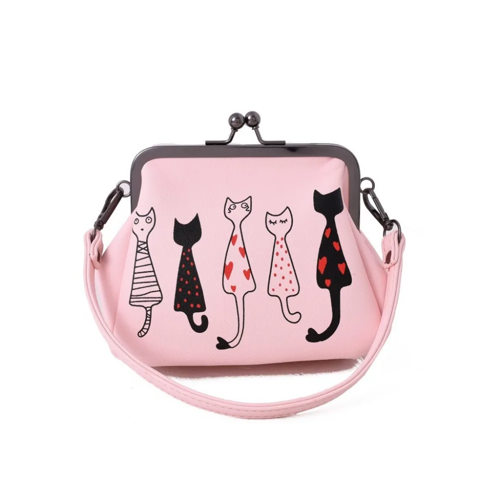 

Women bag fashion cute kitten lips shoulder bag handbag cartoon small square package 2017