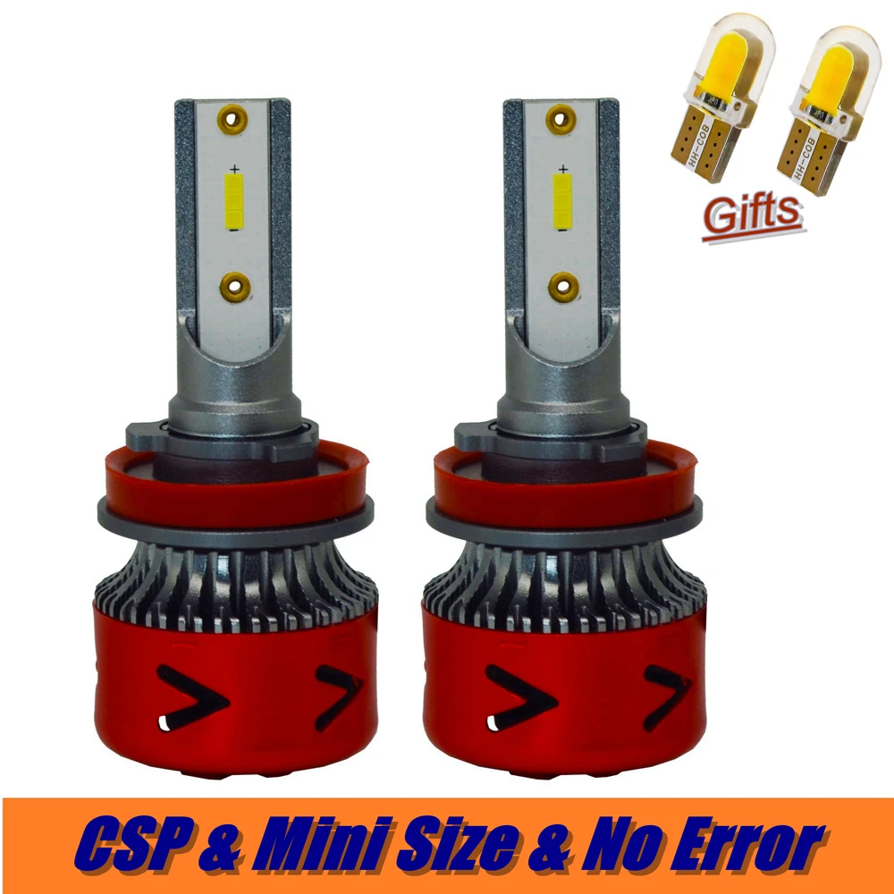 2 PCS Mini Size H11 LED Car HeadLight Bulbs 9012 H7 H1 H4 9005 9006 HB3 HB4 Farol Lamp CSP Chip NO Error 12V 24V 6000K | Автомобили и