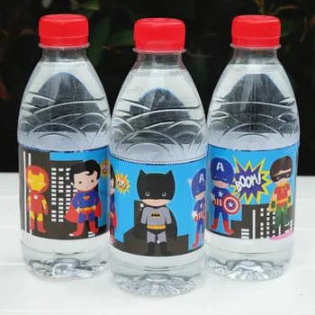 

12 Pcs Super Hero Superman Hero Water Bottle Label Bar Kids Birthday Party Supplies Baby Shower Party Holiday DIY Decoration