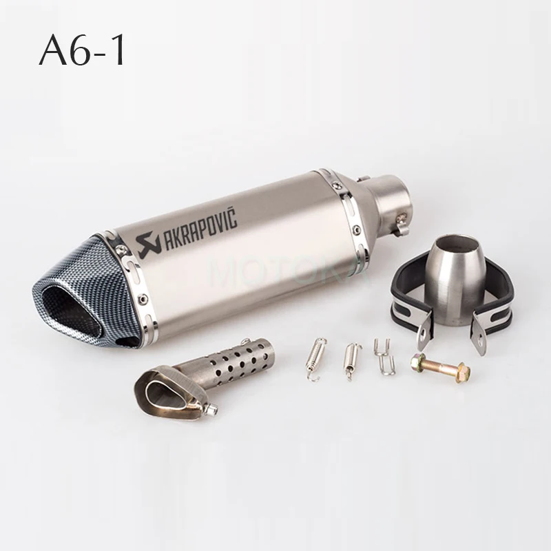 Left/Right Universal Motorcycle Akrapovic Exhaust Pipe Scooter Dirt Pit Bike Motocross KTM 51mm Escape Stainless Steel Slip-on - Цвет: 51mm Exhaust A6-1