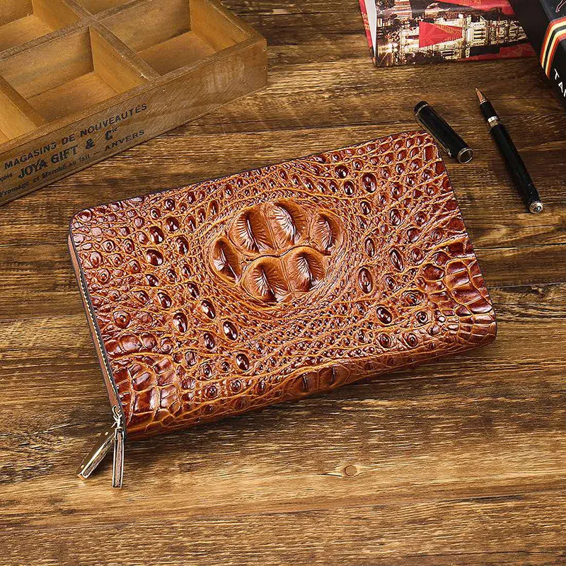 

alligator genuine leather men bag Crocodile long wallet Brand Casual Large Capacity Male phone bag handbags coin purses holders