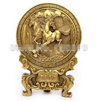 

ymy 1104+++++Copper Madaochenggong relief bronze horse feng shui ornaments crafts table plaque screen sit home accessories