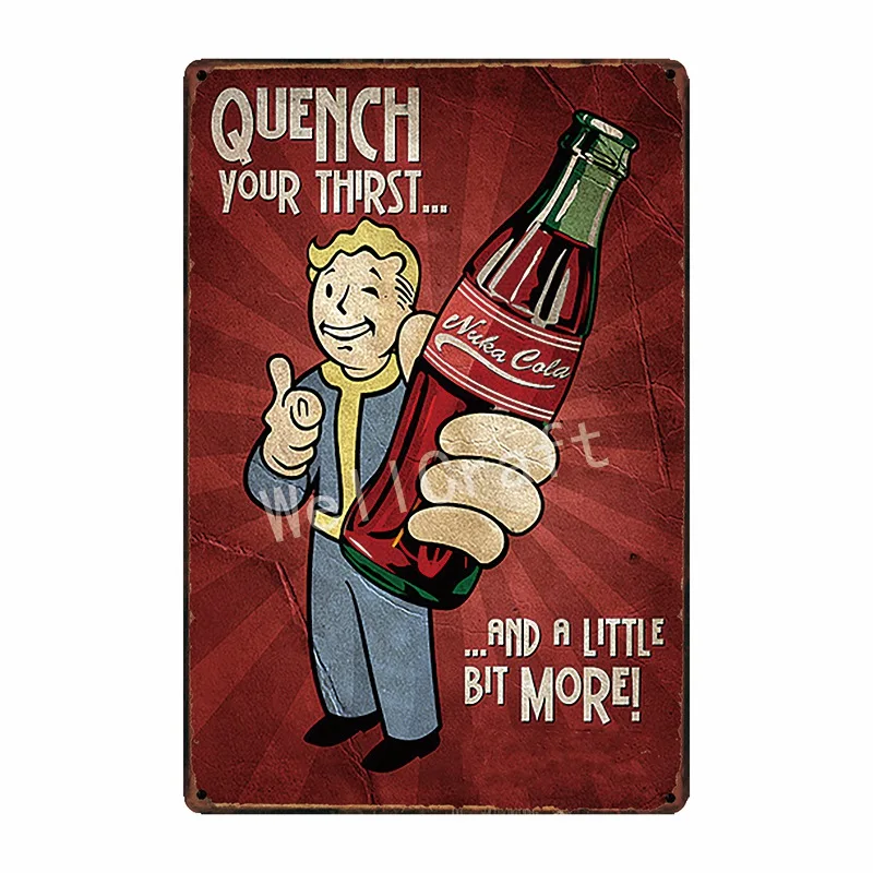 [WellCraft] Fallout 3 4 Game NUKE COLA металлические вывески настенный постер декор для домашней