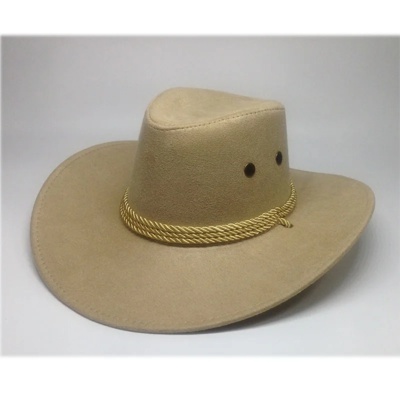 Beige Шляпа от солнца, искусственная ковбойская шляпа из кожи, мужские и женские дорожные шапки, Модные западные шляпы Chapeu, ковбойские 9 цветов - Цвет: Beige