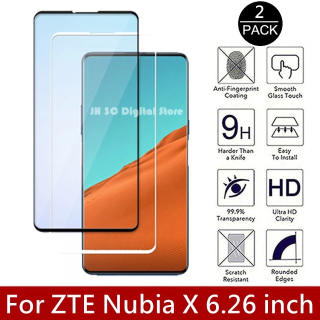 

2pcs Full Glue Tempered Glass For ZTE Nubia X Full Cover 9H Explosion-proof Screen Protector film For ZTE Nubia X 6.26 inch