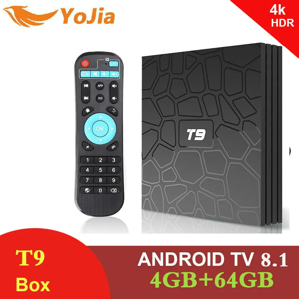 

Smart Android 8.1 TV Box T9 4GB 32GB/64GB Rockchip RK3328 1080P 4K Media Player Google Play Store Youtube TVBOX pk Mi S
