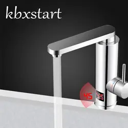 Kbxstart Ванная комната мгновенный нагреватель горячей воды коснитесь 360 градусов Поворотный кухонный смеситель со светодиодной Дисплей 3000 W