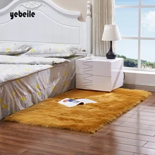 Yebeile роскошный квадратный мягкий овчина пушистый areaarug искусственный белый меховой ковер лохматый длинный волос сплошной мат гостиная сиденье домашний декор