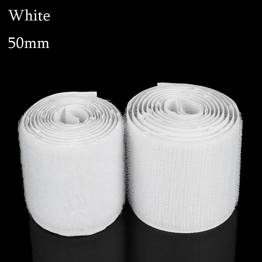 1 шт. 1 метр Черный Белый прочный крюк и петля крепежная лента Волшебная нейлоновая наклейка клейкий ремешок петли диски липучка кабельные стяжки гаджет - Цвет: 50MM-white