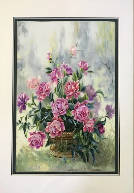 

Handmade 100% Mulberry Silk Thread Finished Suzhou Embroidery not include frame ,flower basket picture 40*60cm