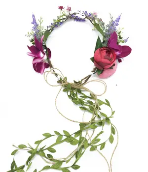 

Lavender Flower Crown Bride Wedding Party Hair Accessories Girl Flower Wreath Headband Floral Garlands Women Headdress Ornaments