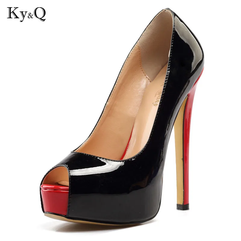 

Fashion Sexy New Black Peep Toe platform Pump Women 2018 Summer Shallow High Heel Shoes Female Party Red Sandals Plus Size 34-46