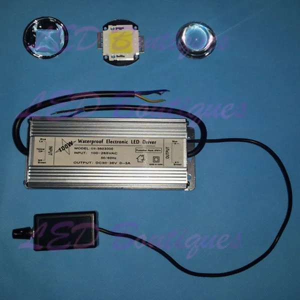 

high quality 100W White High Power Led + Dimmable Driver + Lens Projector DIY led strip light lamp