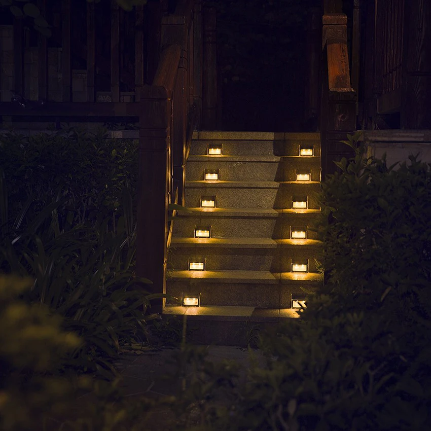 Solares ao ar Livre à Prova Caminho do Jardim Lâmpada de Parede Luz da Escada Lote Inoxidável Led Luzes Dwaterproof Água Escadas Lâmpada 2 Solar 6 Pçs - Aço 11 Lâmpadas solares