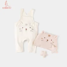 COBROO/комбинезон для малышей, хлопок, милый дизайн кошки, комбинезон для маленьких мальчиков и девочек на все сезоны, коричневый, 0-3-6-9-12-24 месяцев