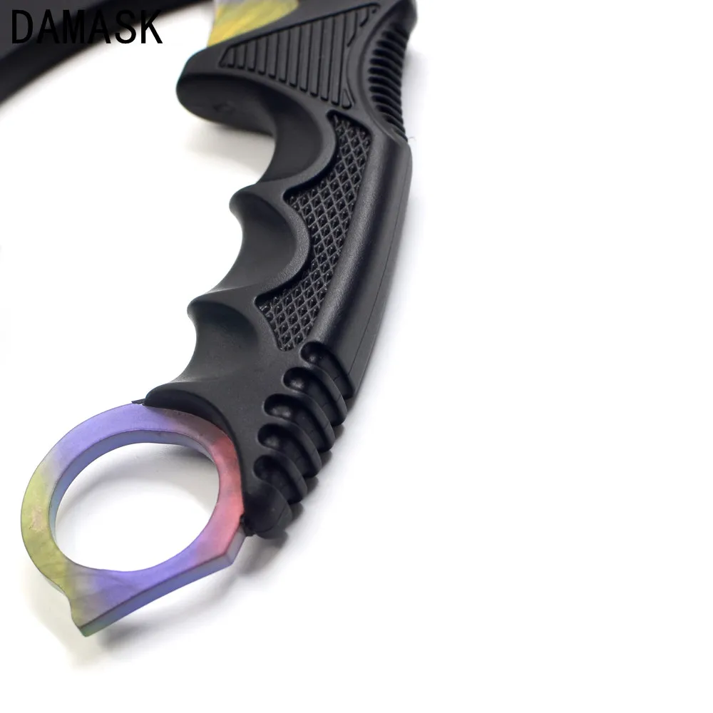 Damask Brand Outdoor Ultra-thin Karambit Colorful Fixed Blade Counter Strike Knife Utility Backpacking Hunting Tools New Arrival