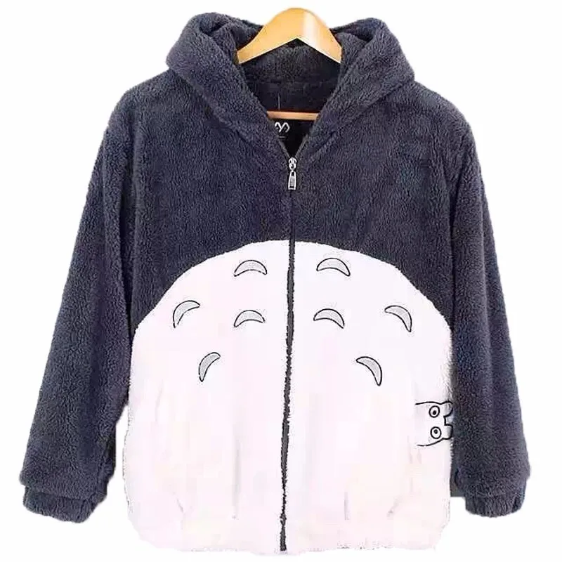 Anime Totoro jacket Autumn Winter men women Double flannel warm Plush